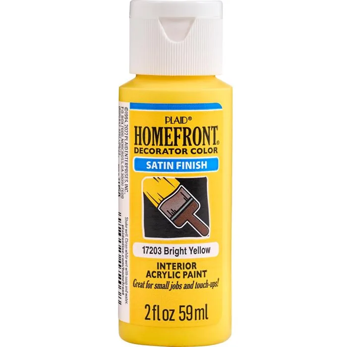 Homefront Satin Bright Yellow Hobby Paint 2 oz (Pack of 3)