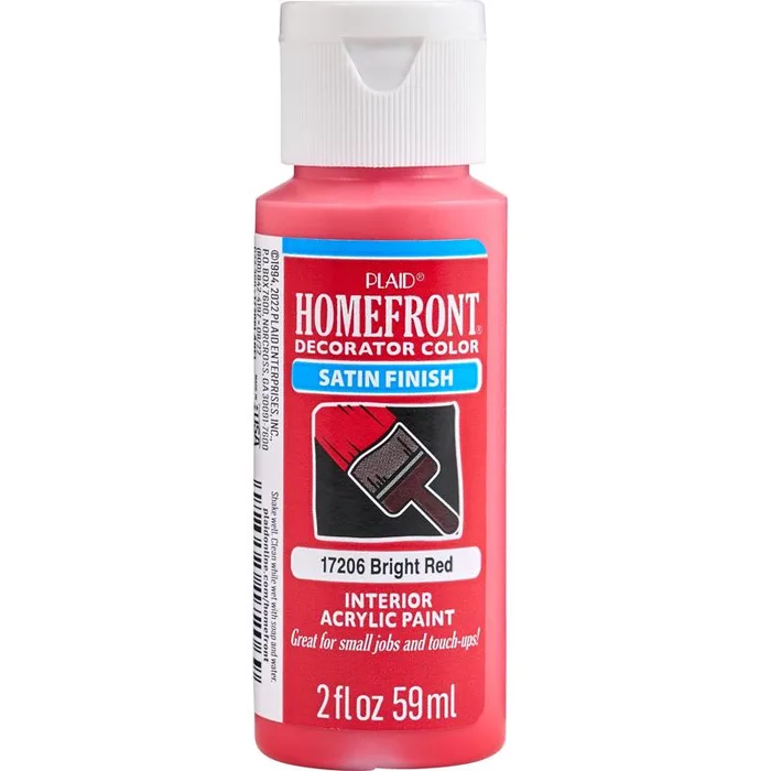 Homefront Satin Bright Red Hobby Paint 2 oz (Pack of 3)