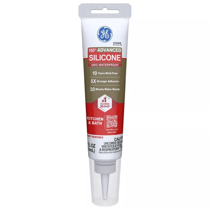 GE Advanced Clear Silicone 2 Kitchen and Bath Caulk Sealant 2.8 oz (Pack of 12)
