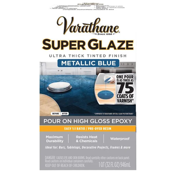 Varathane Super Glaze High-Gloss Metallic Blue Wood Glaze 1 qt (Pack of 3)