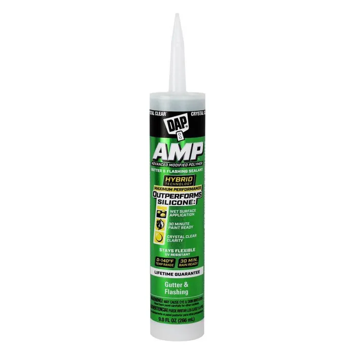 DAP AMP Crystal Clear Advanced Modified Polymer Gutter and Flashing Sealant 9 oz (Pack of 12)