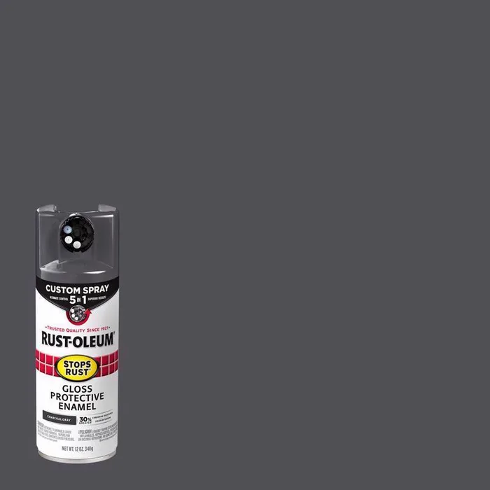 Rust-Oleum Stops Rust Custom Spray 5-in-1 Gloss Charcoal Gray Spray Paint 12 oz (Pack of 6)