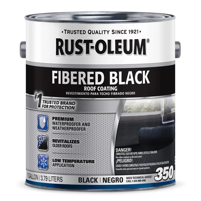 Rust-Oleum 350 Fibered Black Asphalt Roof Coating 1 gal (Pack of 2)