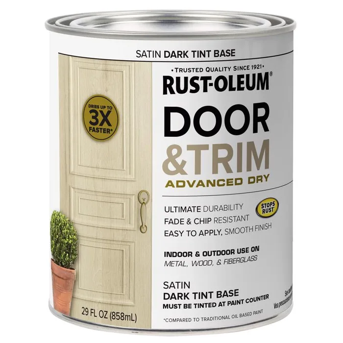 Rust-Oleum Stops Rust Satin Dark Tint Base Door Paint Exterior and Interior 1 qt (Pack of 2)