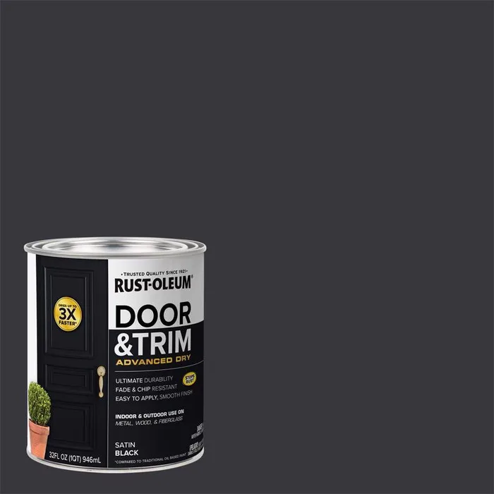 Rust-Oleum Stops Rust Satin Black Water Base Door Paint Exterior and Interior 1 qt (Pack of 2)