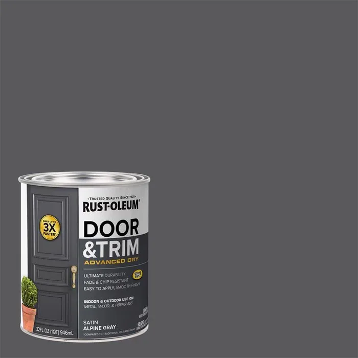 Rust-Oleum Stops Rust Satin Alpine Gray Water Base Door Paint Exterior and Interior 1 qt (Pack of 2)