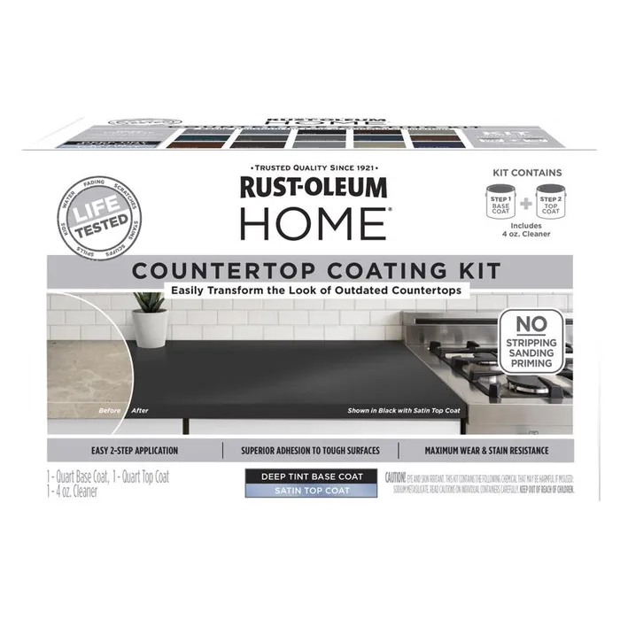 Rust-Oleum HOME Satin Deep Tint Base Acrylic Countertop Paint Kit 1 qt (Pack of 2)