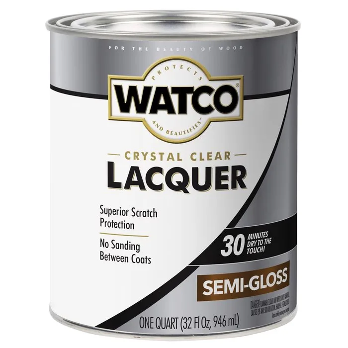WATCO Semi-Gloss Crystal Clear Oil-Based Wood Finish Lacquer 1 qt (Pack of 2)