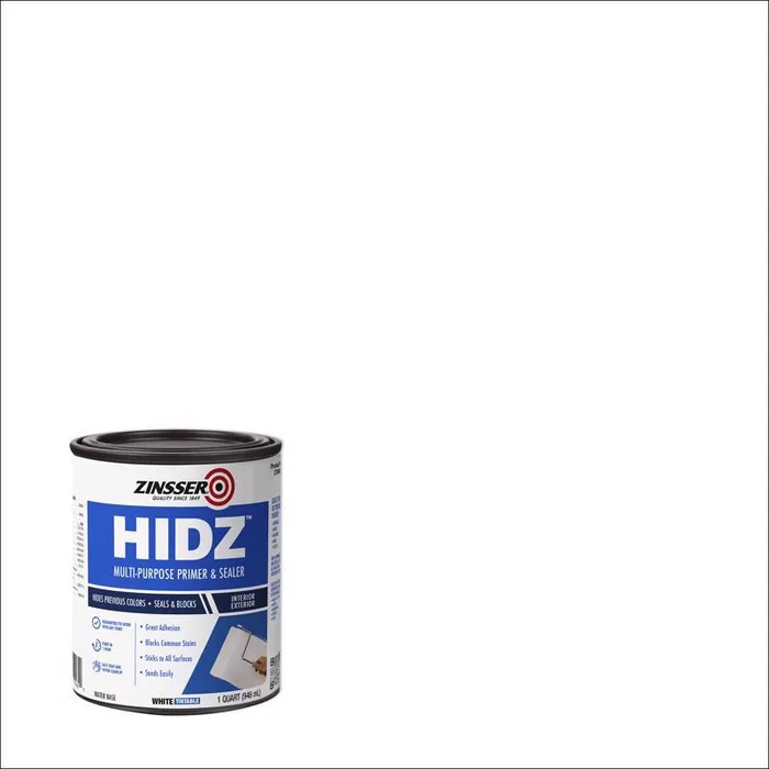 Zinsser HIDZ White Flat Water-Based Primer and Sealer 1 qt (Pack of 4)