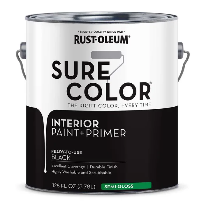 Rust-Oleum Sure Color Semi-Gloss Black Water-Based Paint + Primer Interior 1 gal (Pack of 2)