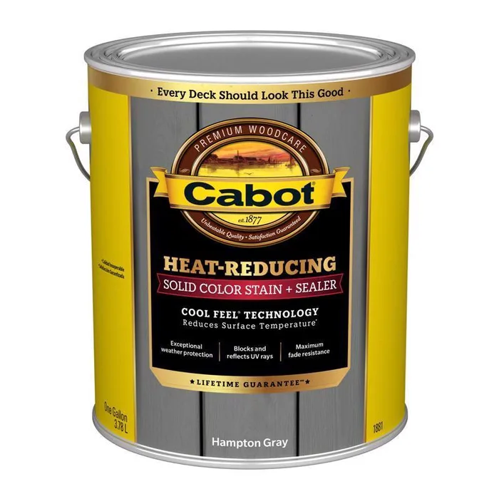 Cabot Heat-Reducing Solid Hampton Gray Water-Based Acrylic Stain and Sealer 1 gal (Pack of 4)