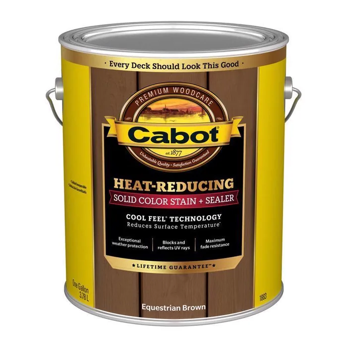 Cabot Heat-Reducing Solid Equestrian Brown Water-Based Acrylic Stain and Sealer 1 gal (Pack of 4)