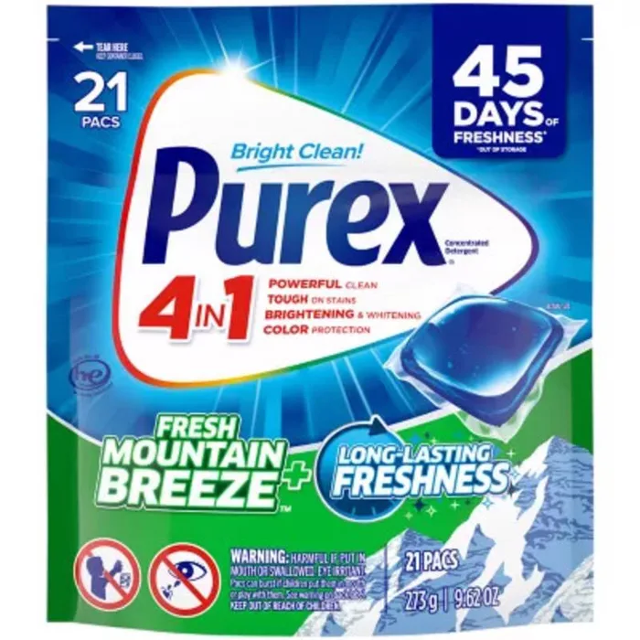 Purex Mountain Breeze Scent Laundry Detergent Pod 11.1 oz 21 pk (Pack of 6)