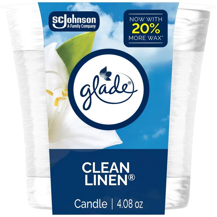 Glade Ivory Clean Linen Scent Air Freshener Candle 4.08 oz (Pack of 6)