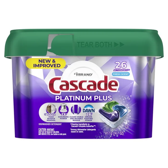 Cascade Platinum Plus Fresh Scent Pods Dishwasher Detergent 14.7 oz 26 pk (Pack of 6)