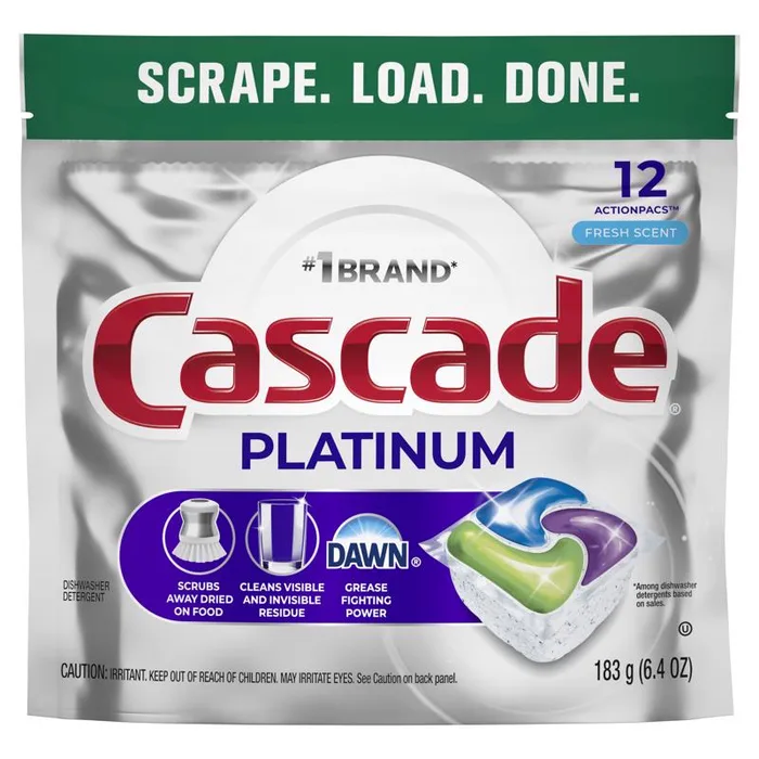 Cascade Platinum Fresh Scent Pods Dishwasher Detergent 6.4 oz 12 pk (Pack of 6)