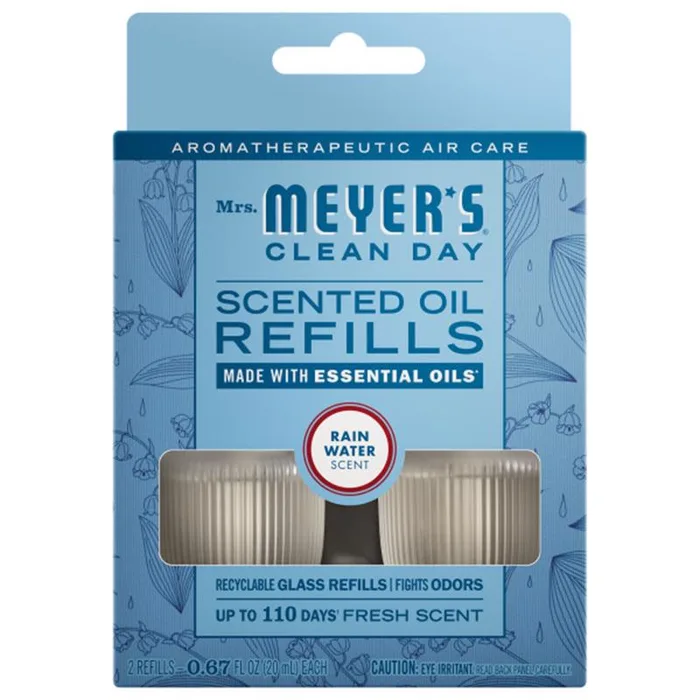 Mrs. Meyer's Clean Day Rain Water Scent Air Freshener Oil Refill 0.67 oz Liquid 2 pk (Pack of 4)
