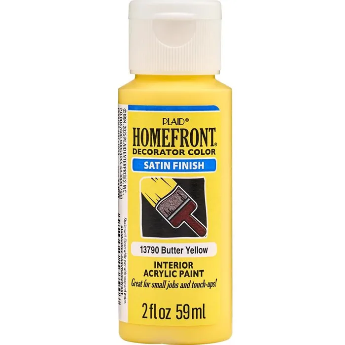 Homefront Satin Butter Yellow Craft Paint Interior 2 oz (Pack of 3)