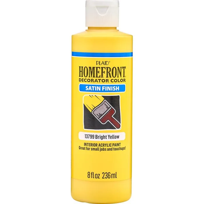 Homefront Satin Bright Yellow Craft Paint Interior 8 oz (Pack of 3)