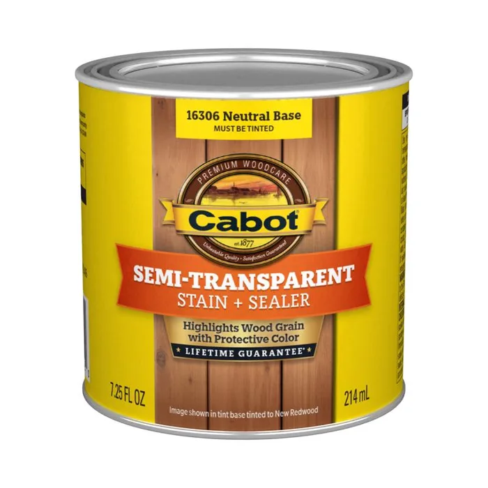 Cabot Semi-Transparent Tintable Stain and Sealer 7.25 oz (Pack of 4)