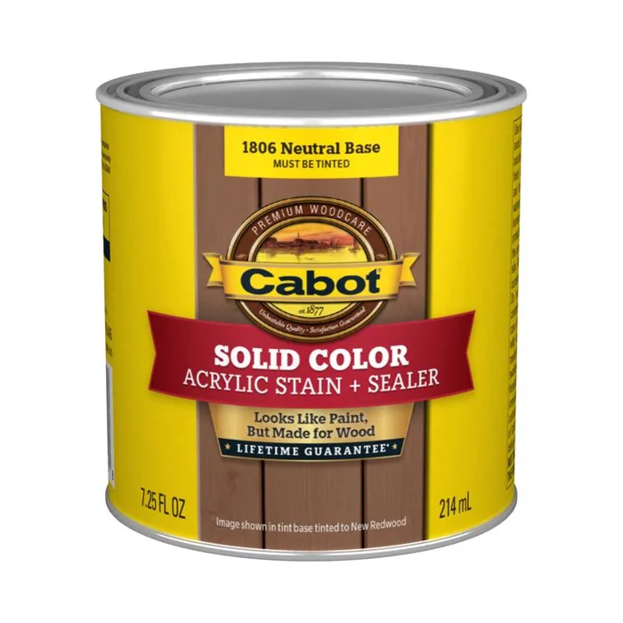 Cabot Solid Tintable Neutral Base Stain and Sealer 7.25 fl. oz. (Pack of 4)