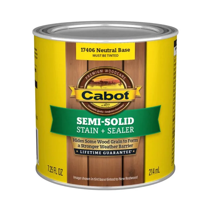 Cabot Semi-Solid Tintable Neutral Base Oil-Based Alkyd Stain and Sealer 7.25 fl. oz. (Pack of 4)