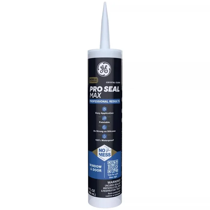 GE Pro Max Crystal Clear Silicone 1 Window and Door Caulk Sealant 9 fl. oz. (Pack of 12)