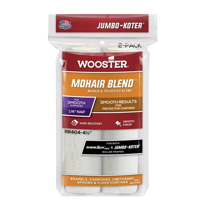 Wooster Mohair Blend 4.5 in. W X 1/4 in. Jumbo Mini Paint Roller Cover 2 pk
