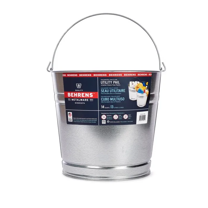 Behrens 14 qt Galvanized Pail Silver