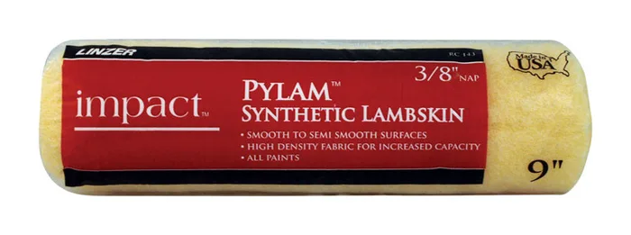 Linzer Impact Pylam Synthetic Lambskin 9 in. W X 3/8 in. Regular Paint Roller Cover 1 pk (Pack of 12)