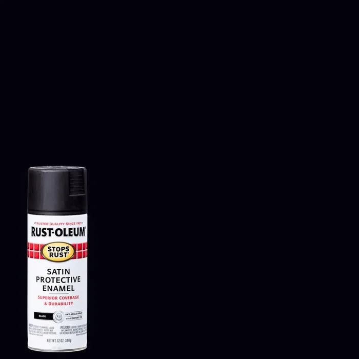 Rust-Oleum Stops Rust Satin Black Spray Paint 12 oz (Pack of 6)