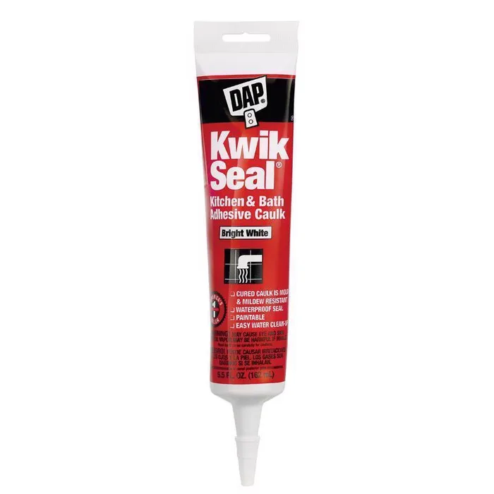 DAP Kwik Seal White Acrylic Latex Kitchen and Bath Adhesive Caulk 5.5 oz (Pack of 12)