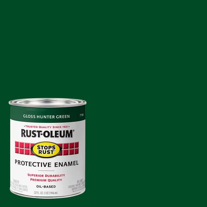Rust-Oleum Stops Rust Indoor and Outdoor Gloss Hunter Green Oil-Based Protective Paint 1 qt (Pack of 2)