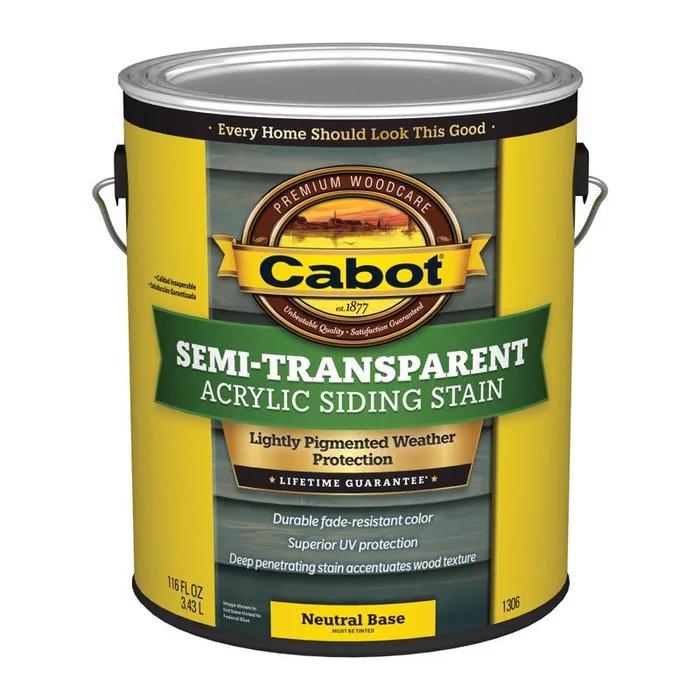 Cabot Semi-Transparent Acrylic Semi-Transparent Tintable Neutral Base Water-Based Acrylic Siding Sta (Pack of 4)