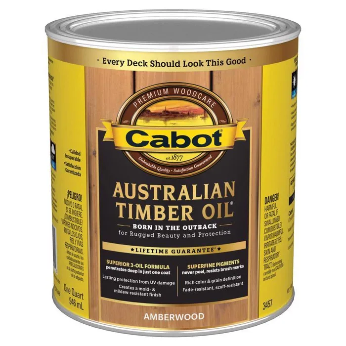 Cabot Australian Timber Oil Transparent Amberwood Oil-Based Australian Timber Oil 1 qt (Pack of 4)