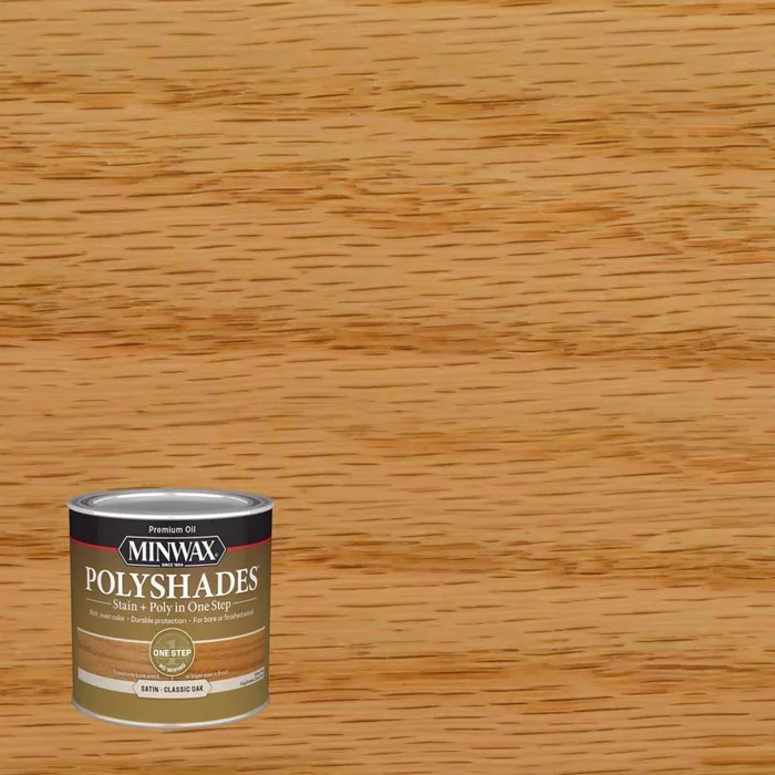 Minwax PolyShades Semi-Transparent Satin Classic Oak Oil-Based Stain/Polyurethane Finish 1/2 pt
