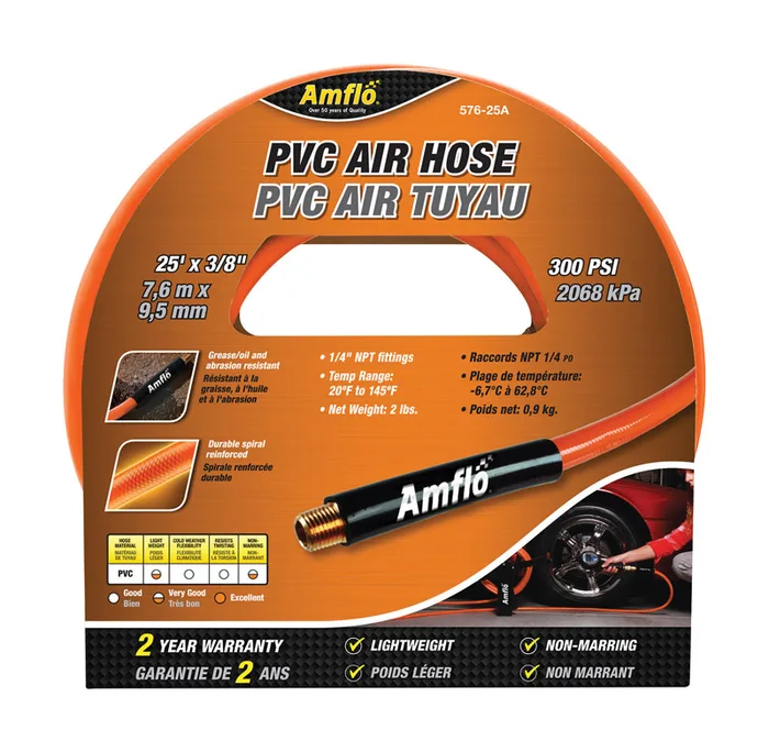 Amflo 25 ft. L X 3/8 in. D Polyvinyl Air Hose 300 psi Orange