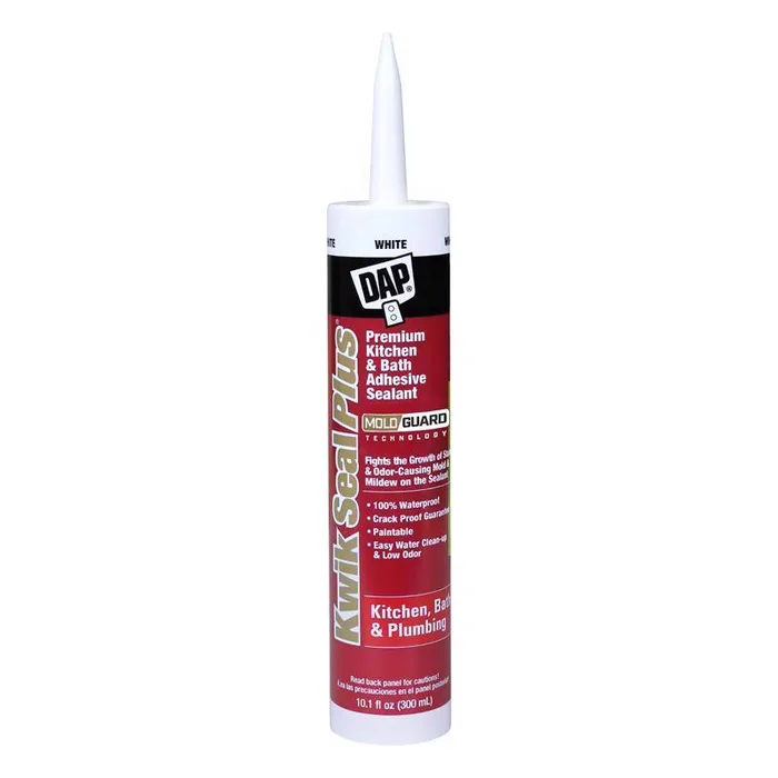 DAP Kwik Seal Plus White Siliconized Latex Kitchen and Bath Sealant and Adhesive 10.1 oz (Pack of 12)