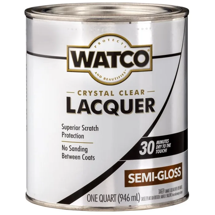 WATCO Semi-Gloss Clear Oil-Based Alkyd Wood Finish Lacquer 1 qt (Pack of 6)
