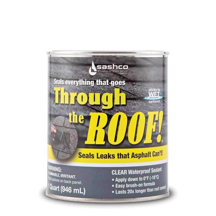 Sashco Through The Roof Gloss Clear Synthetic Rubber Roof Sealant 1 qt (Pack of 6)