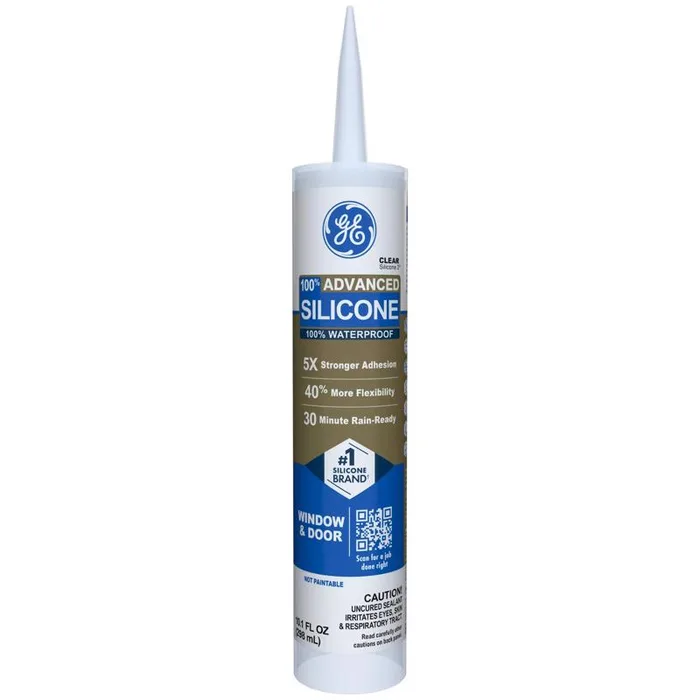 GE Advanced Clear Silicone 2 Window and Door Caulk Sealant 10.1 oz (Pack of 12)
