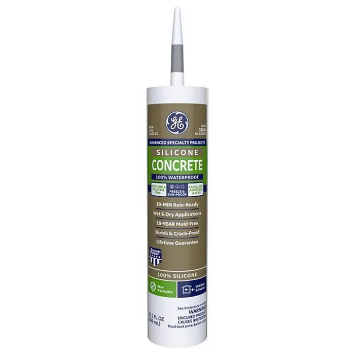 GE Advanced Light Gray Silicone 2 Concrete and Masonry Caulk Sealant 10.1 oz (Pack of 12)