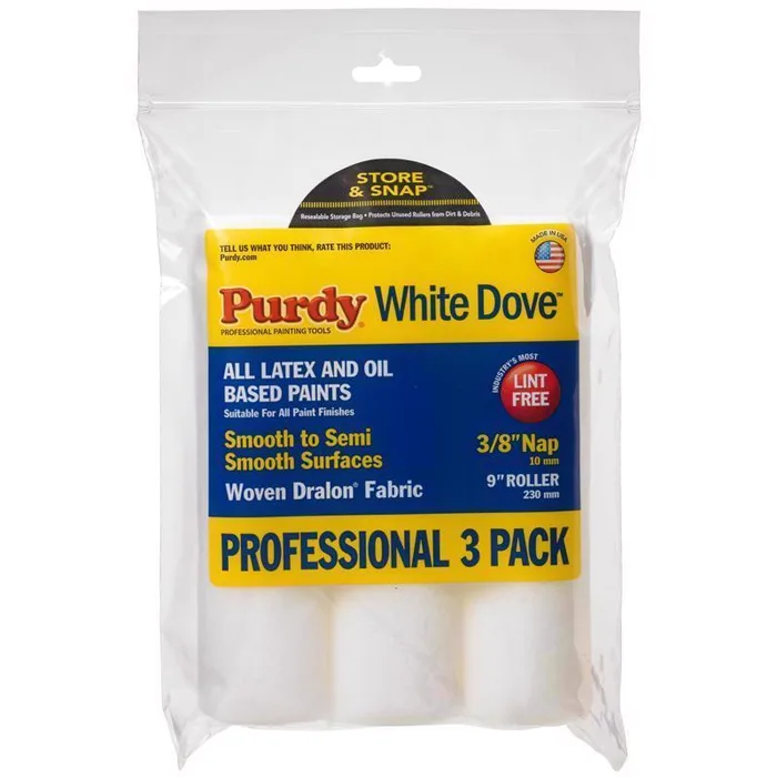 Purdy White Dove Woven Fabric 9 in. W X 3/8 in. Paint Roller Cover 3 pk