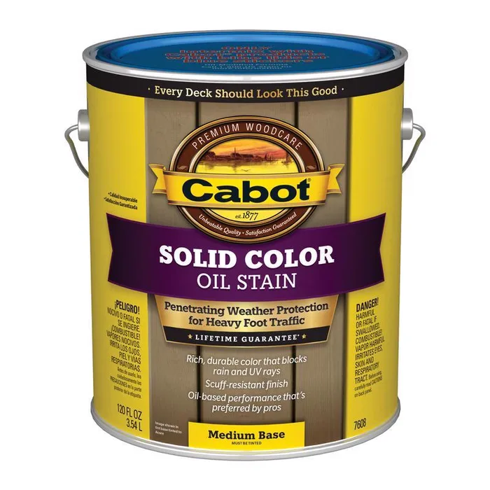 Cabot Solid Color Oil Low VOC Solid Tintable Medium Base Oil-Based Alkyd Deck Stain 1 gal (Pack of 4)