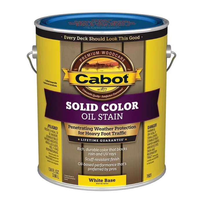Cabot Solid Color Oil Low VOC Solid Tintable White Base Oil-Based Alkyd Deck Stain 1 gal (Pack of 4)