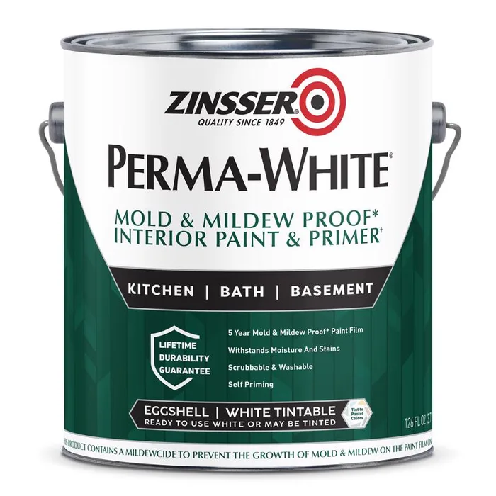 Zinsser Perma-White Eggshell White Water-Based Mold and Mildew-Proof Paint Interior 1 gal (Pack of 2)