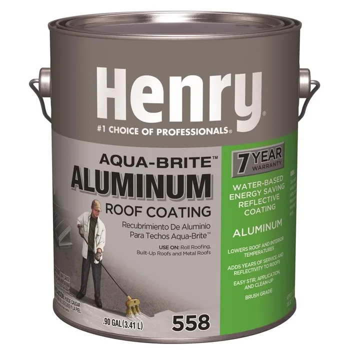 Henry Smooth Aluminum Fibered Aluminum Waterbased Aluminum Roof Coating 0.9 gal (Pack of 4)