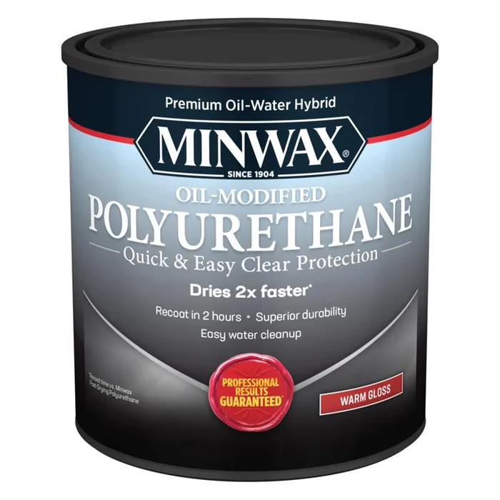 Minwax Water Based Oil-Modified Polyurethane Gloss Clear Polyurethane 1 qt (Pack of 4)