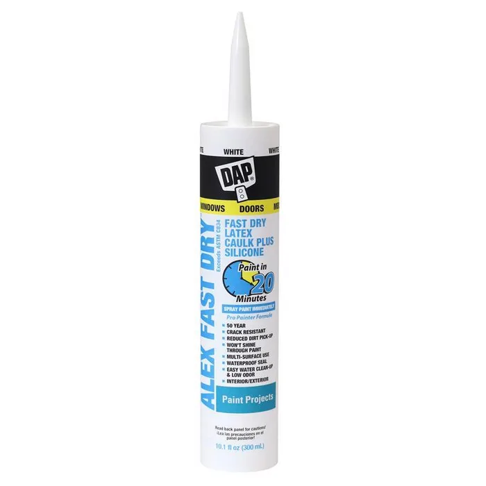 DAP Alex Fast Dry White Acrylic Latex Caulk 10.1 oz (Pack of 12)