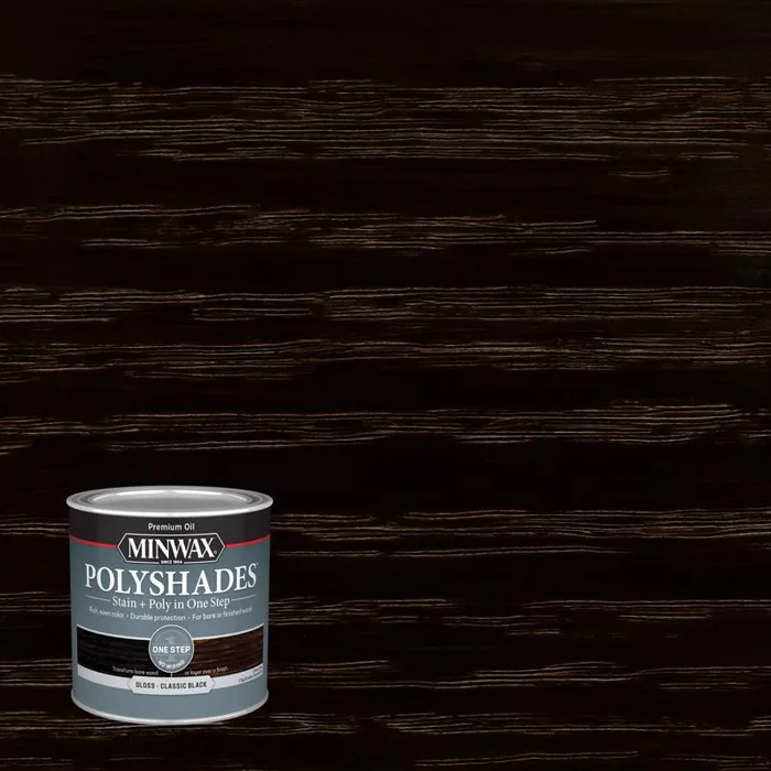 Minwax PolyShades Semi-Transparent Gloss Classic Black Stain/Polyurethane Finish 1/2 pt (Pack of 4)